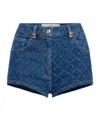 Elisabetta Franchi All-over Printed Denim Shorts In Blue