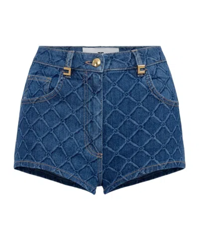 ELISABETTA FRANCHI ELISABETTA FRANCHI ALL-OVER PRINTED DENIM SHORTS