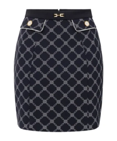 Elisabetta Franchi All-over Printed Mini Skirt In Black