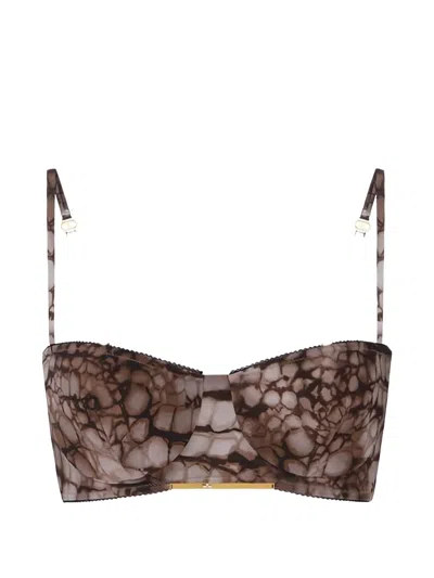 Elisabetta Franchi Alligator-patterned Bra In Brown