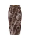 Elisabetta Franchi Alligator-patterned Midi Skirt In Brown
