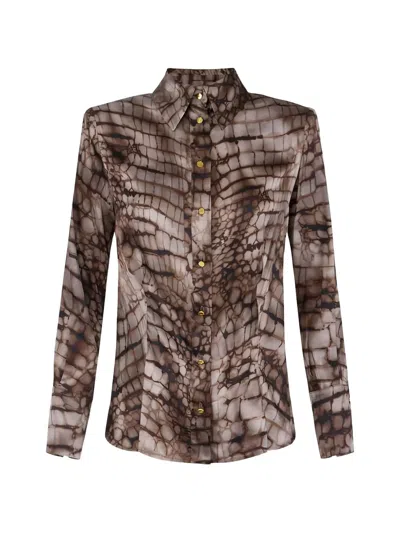 ELISABETTA FRANCHI ALLIGATOR-PRINT SHIRT