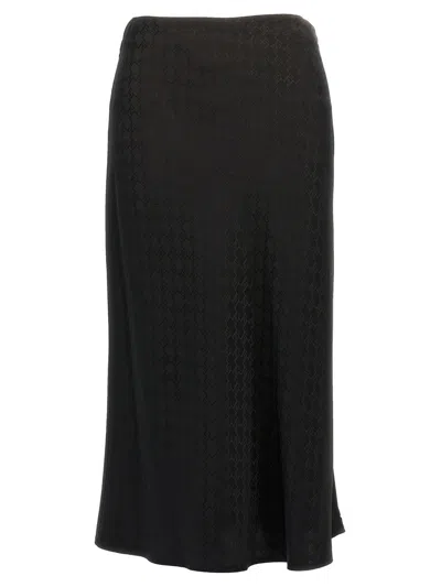 Elisabetta Franchi All Over Logo Skirt In Nero