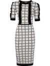 Elisabetta Franchi Midi Knit Dress In White