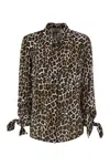 Elisabetta Franchi Animal Georgette Shirt With Ribbon Cuffs