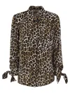Elisabetta Franchi Animal Georgette Shirt With Ribbon Cuffs