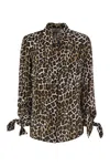 Elisabetta Franchi Ribbon Cuffs Animalier Printed Georgette Blouse
