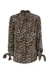 Elisabetta Franchi Ribbon Cuffs Animalier Printed Georgette Blouse In Brown