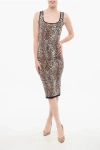Elisabetta Franchi Animal Patterned Knitted Dress In Gold