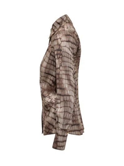 Elisabetta Franchi Animal Print Mini Shirt In Cacao