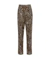 Elisabetta Franchi Pleated Crepe Trousers With Animal Print In Black