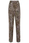 Elisabetta Franchi Pleated Crepe Trousers With Animal Print In Brown
