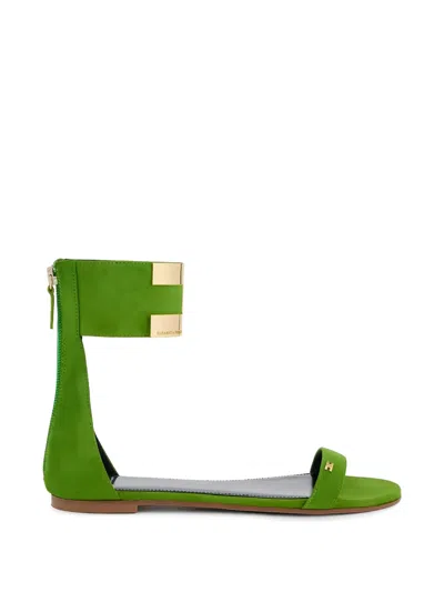 Elisabetta Franchi Ankle-strap Logo-plaque Sandals In Green