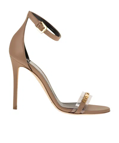 Elisabetta Franchi Ankle-strap Stiletto Sandals In Clay Color