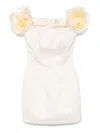 Elisabetta Franchi Short Black Dress With Rose-shaped Straps In White