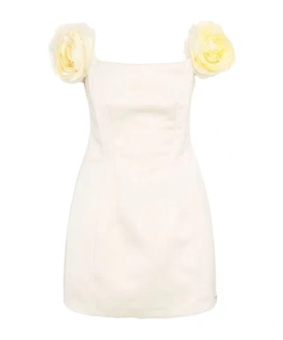 ELISABETTA FRANCHI ELISABETTA FRANCHI APPLIED FLOWERS DUCHESSE SATIN DRESS