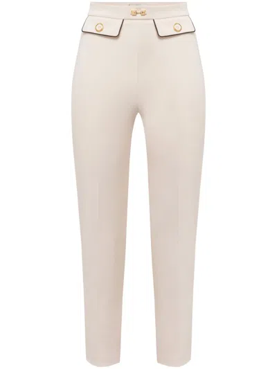 ELISABETTA FRANCHI APPLIQUÉ CRÊPE SKINNY TROUSERS