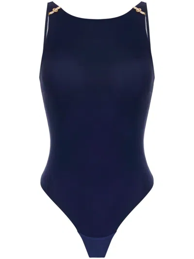 Elisabetta Franchi Appliqué Jersey Bodysuit In Blue