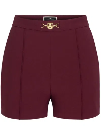 Elisabetta Franchi Appliqué-logo Shorts In Red