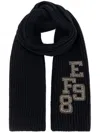 Elisabetta Franchi Black Ribbed Scarf In Black