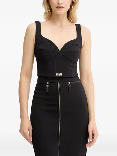 Elisabetta Franchi Appliqué Zip-up Top In Black