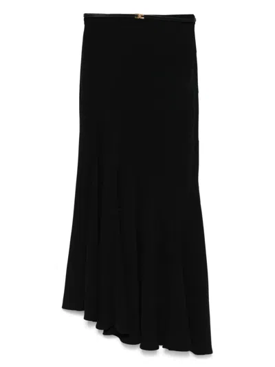 ELISABETTA FRANCHI ASYMMETRIC CREPE MIDI SKIRT