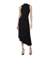 Elisabetta Franchi Asymmetric Black Midi Dress In Black