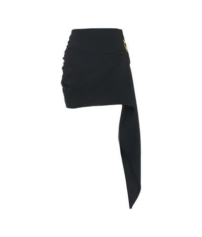 Elisabetta Franchi Asymmetric Hem Draped Mini Skirt In Black