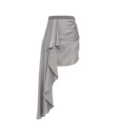 Elisabetta Franchi Asymmetric Hem Draped Mini Skirt In Grey