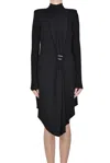Elisabetta Franchi Draped Asymmetric Hem Dress With Embellished Detail In Black