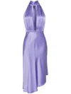 Elisabetta Franchi Satin Dress With Asymmetric Skirt In Violett