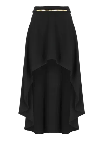 Elisabetta Franchi Asymmetric Midi Skirt In Black