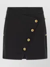 Elisabetta Franchi Asymmetric Mini Skirt Featuring Jewel Buttons In Black