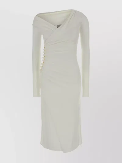 ELISABETTA FRANCHI ASYMMETRIC ONE SHOULDER MIDI DRESS