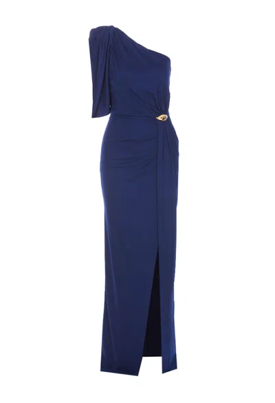 Elisabetta Franchi Red Carpet Oltremare Asymmetric Dress In Blue