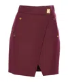 Elisabetta Franchi Skirt Bordeaux Wrap Wallet Button Gold In Burgundy