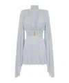 Elisabetta Franchi Soft Pleated Evening Dress In Sky-blue