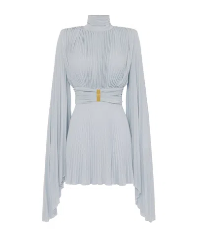Elisabetta Franchi Asymmetric Sleeve Dress In Blue