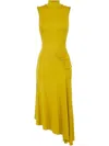 Elisabetta Franchi Asymmetric Yellow Midi Dress In Yellow