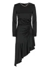 Elisabetta Franchi Black Asymmetric Dress With Necklace In Black
