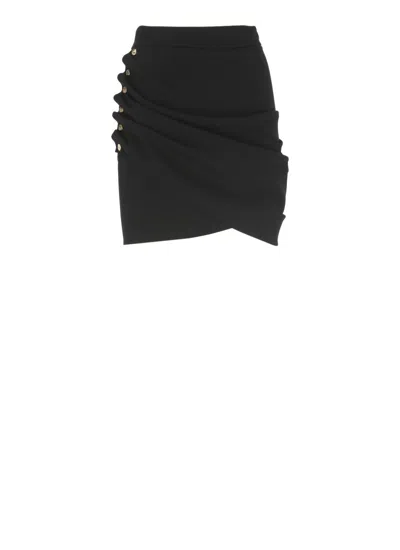 ELISABETTA FRANCHI ASYMMETRICAL DRAPED SKIRT WITH METALLIC ACCENTS