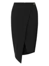 Elisabetta Franchi Viscose And Wool Skirt With Asymmetrical Design In Black