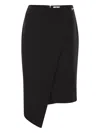 Elisabetta Franchi Viscose And Wool Skirt With Asymmetrical Design In Black
