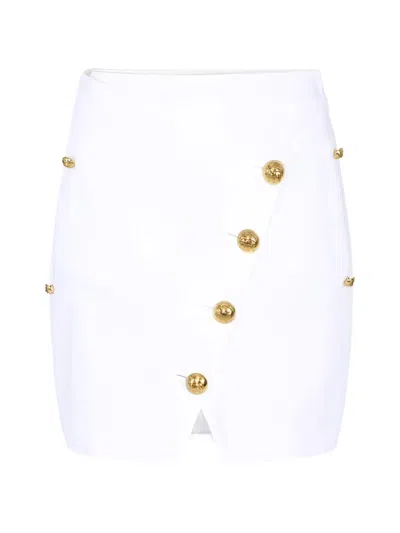 Elisabetta Franchi Asymmetrical Mini Skirt In White