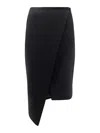 Elisabetta Franchi Viscose And Wool Skirt With Asymmetrical Design In Black