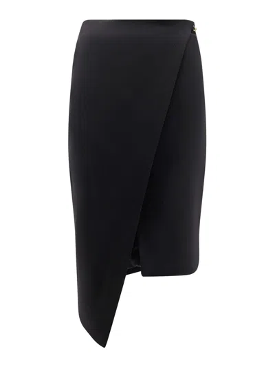 ELISABETTA FRANCHI ASYMMETRICAL SKIRT IN VISCOSE AND WOOL