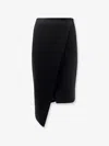 Elisabetta Franchi Viscose And Wool Skirt With Asymmetrical Design In Black