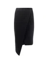 Elisabetta Franchi Viscose And Wool Skirt With Asymmetrical Design In Black