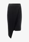 Elisabetta Franchi Viscose And Wool Skirt With Asymmetrical Design In Black