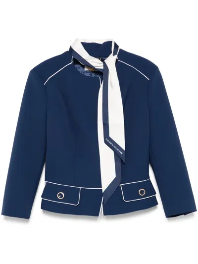 ELISABETTA FRANCHI ATTACHED-SCARF CREPE JACKET